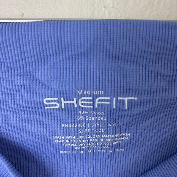 SheFit Crossover Waist Cutout High Rise Leggings Blue Ombré Women’s Size Medium - Picture 4 of 7